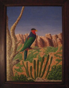 Papagei mit Wüste